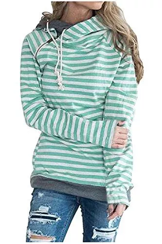 Zaywind Kapuzenpullover Zaywind Damen Gestreift Pulli Kapuzenpullover Reißverschluss Hoodie Sweatshirt Sport Langarm Pullover Outwear Jacke