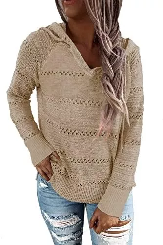 QAKEHU Pullover & Strickmode QAKEHU Damen Frauen Off Shoulder Langarm Frühling Sommer Pullover Strickpullover Pullover Langarmshirt LongsleeveBlue