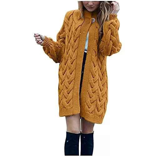 Oksea Strickjacken Oksea Damen Strickjacke Langarm Cardigan Damen Dicke Strickjacke Damen Lang Grobstrickjacke Damen Einfarbig Strickmantel Damen Strickpullover Damen Lockerer Cardigan Damen Casual Sweatshirt Damen