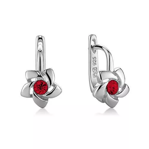 Butterfly Schmuck butterfly Mädchen Ohrringe Echt Silber rot Swarovski Elements Original Blume Schmuck-Beutel Einschulung Geschenk