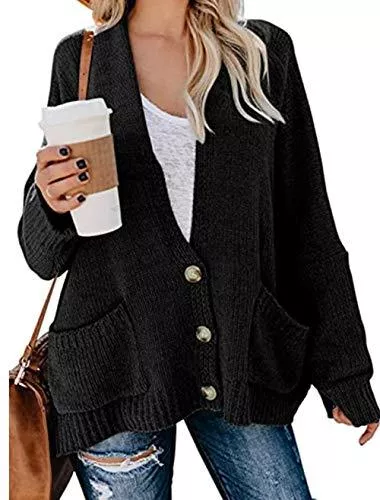 Hormtaer Strickjacken Hormtaer Pullover Damen Cardigan Casual Oversize Strickpullover Langarm Strickjacke Oberteil Coat