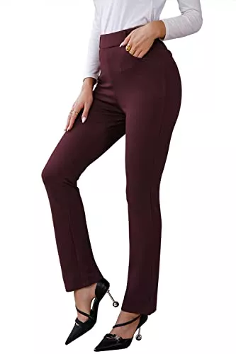 Hormtaer Hosen Damen Hose Casual Stretch Freizeithose High Waist Straight Yoga Hose Elegante Hosen Sporthosen mit Taschen