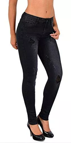ESRA Jeans ESRA Damen Röhrenjeans Skinny Jeans mit Risse Damen Destroyed Jeanshose bis Übergröße J312
