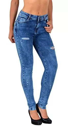 ESRA Jeans ESRA Damen Jeans Jeanshose Damen Skinny High Waist Hochbund Stretch Hose bis Übergröße