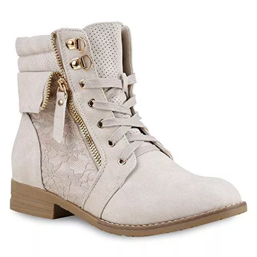 stiefelparadies Stiefel stiefelparadies Damen Stiefeletten Worker Boots Übergrößen Flandell