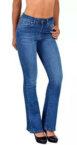 ESRA Jeans ESRA Damen Jeans Bootcut Jeanshose Schlaghose Damen Hose bis Übergröße B100