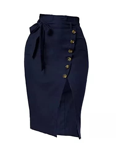 Allegra K Röcke Allegra K Damen Asymmetrisch Schlitz Button Bleistiftrock Rock