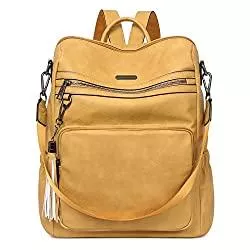 CLUCI Taschen & Rucksäcke CLUCI Rucksack für Damen, modische, große Leder-Designer-Reise-Schultertasche mit Quaste, Gelb (Zweifarbig Gelb), Large