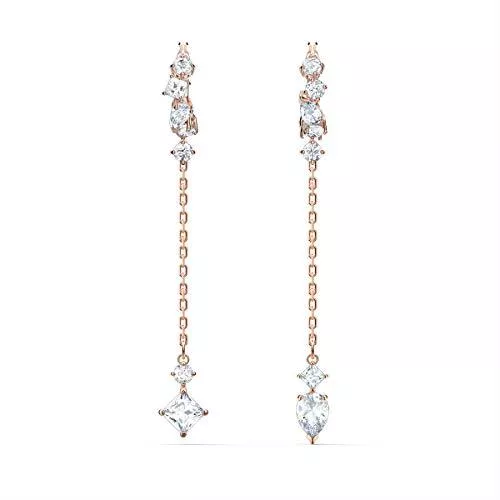 Swarovski Schmuck Swarovski Attract Ohrringe, Rosé Vergoldeter Ohrschmuck mit Funkelnden, Weißen Swarovski Kristallen und Abnehmbarem Schwingelement