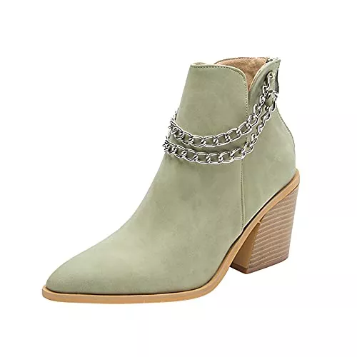 BAOFUBA Stiefel BAOFUBA Stiefeletten Damen Absatz Mode Spitzer Kopf Kurze Stiefeletten Dicker Absatz Stiefeletten Herbst und Winter Kurze Stiefeletten Komfort Ankle Boots Elegant Kurze Stiefel