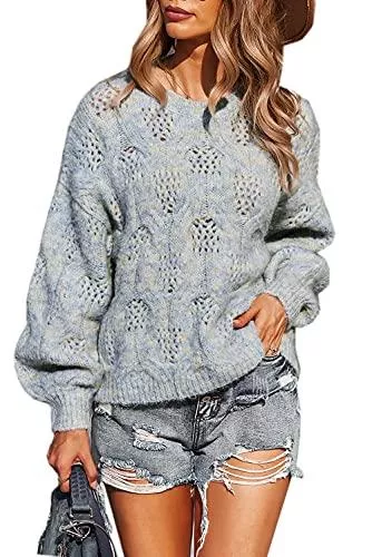 ZIYYOOHY Pullover & Strickmode ZIYYOOHY Damen Pullover Oversize Knitted Rundhals Lose Pulli Strickpullover Outwear