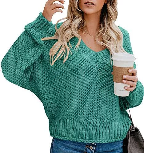 Nilimoph Pullover & Strickmode Pullover Damen Winter Strickpullover Schulterfrei Grobstrick Casual Wrap Pullis Loose Langarmshirt Oberteile Gestrickt