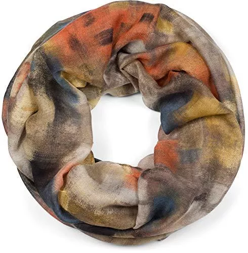 styleBREAKER Schals & Tücher styleBREAKER Damen Loop Schal mit abstraktem Pinselstrich Muster, Schlauchschal mehrfarbig bunt, Tuch 01017130