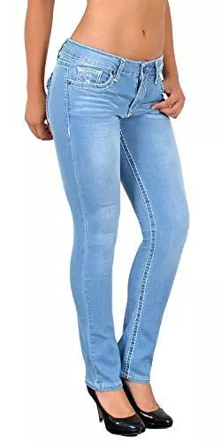 ESRA Jeans ESRA Damen Jeans Hose Straight Leg Damen Jeanshose Dicke Naht viele Farben bis Übergröße J540