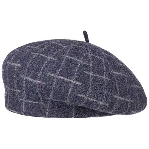 Lipodo Hüte & Mützen Lipodo Woolmark Damenbaske Damen - One Size 55-59 cm - Leichte Damenmütze aus 100% Wolle - Baskenmütze mit Streifenmuster - Warme Wollbaske - Weiche Baske mit Filz - Herbst/Winter