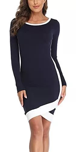 Dilgul Freizeit Dilgul Damen Pulloverkleid Pullikleid Lang Strickpullover Unregelmäßiger Saum