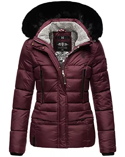 MARIKOO Jacken MARIKOO warme Damen Winterjacke Steppjacke mit kuschligem Teddyfell B894