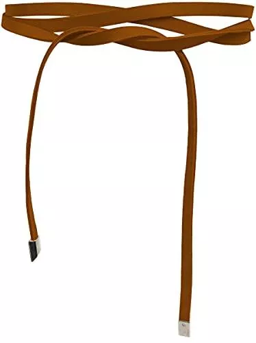 FISH IN THE SEA Schmuck FISH IN THE SEA - Super Slim 1cm schmaler Obi Gürtel - Cognac Braun - Wickelgürtel - Taillengürtel - Bindegürtel - Echtleder - Damen - Halsband - Lederkette - Länge 245cm/ Breite 1 cm