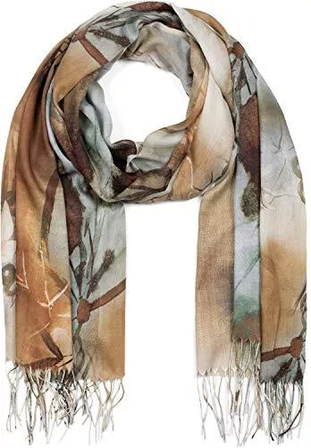 styleBREAKER Schals & Tücher styleBREAKER Damen Schal mit buntem Blumen und Blüten Muster Print und Fransen, Stola mehrfarbig, Halstuch, Tuch 01017134