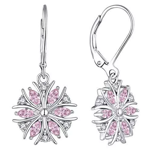 YL Schmuck YL Damen Ohrringe Schneeflocke 925 Sterling Silber Blau Zirkonia Ohränger Baumeln Ohrringe für Frauen