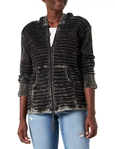 SHOPOHOLIC FASHION Jacken Shopoholic Fashion schwarz Messer geschnitten Pixie Hippy Kapuzenjacke