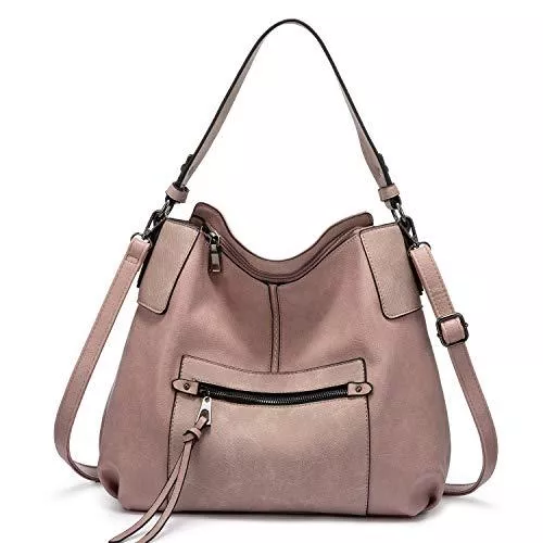 Realer Taschen & Rucksäcke Realer Handtasche Damen Shopper Leder Umhängetasche Groß Schultertasche Frau Elegant Henkeltasche Hobo Taschen mit Abnehmbar Schulterriemen Rosa