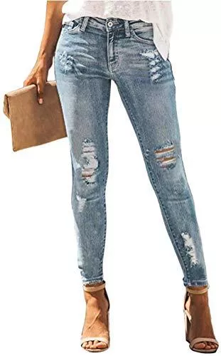 ORANDESIGNE Jeans ORANDESIGNE Damen Jeanshosen Slim Fit Jeans Rissen Löcher Ankle Jeanshosen Boyfriend Jeans Denim Hosen Skinny Leggings Bleistifthosen mit Löchern