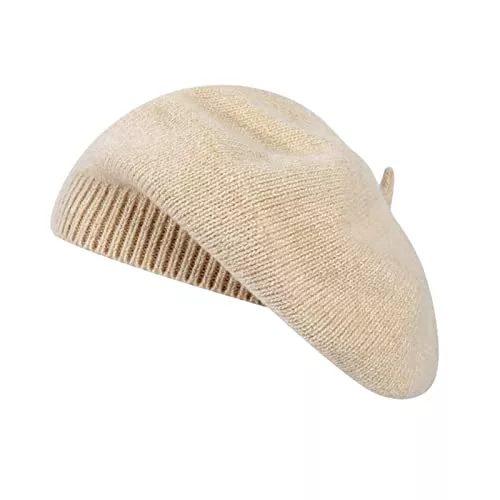 Qinfren Hüte & Mützen Qinfren Damen Baskenmütze, klassisch, einfarbig, gestrickt, warm, weich, für Winter und Herbst