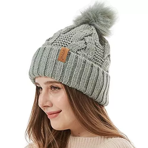 AHAHA Hüte & Mützen AHAHA Mütze Damen Winter Warme Mütze Frauen Strickmütze Mütze mit Bommel Damen