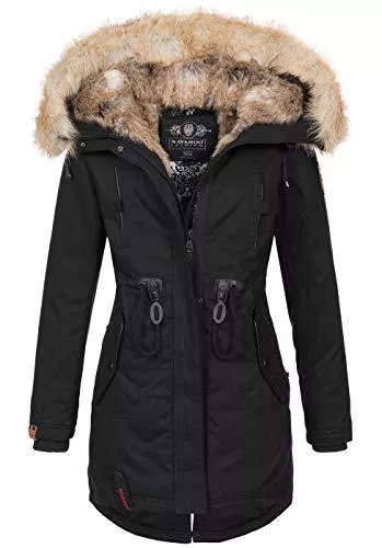 Navahoo Jacken Navahoo warme Damen Winter Jacke lang Kunstfell Winterjacke Parka Mantel B660