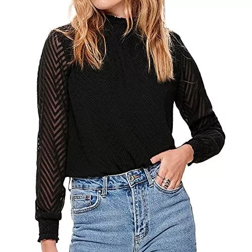 ONLY Langarmblusen ONLY Female Oberteil mit Langen Ärmeln Zick-Zack-Muster
