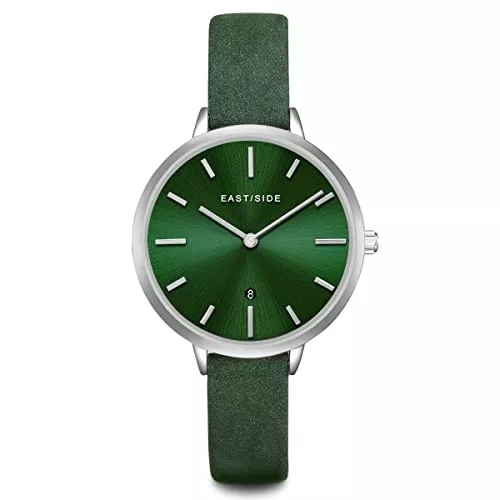 Eastside Uhren Eastside Damen Uhr analog Japan Quarzwerk mit Echtleder grün Armband 10080070