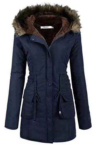 Beyove Mäntel Beyove Winterjacke Damen Lang Mantel Herbst Parka Winter Jacke Warm mit Fell Kapuze S-XXL
