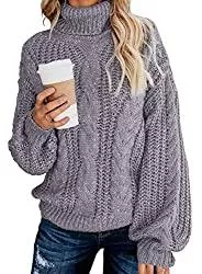 Aleumdr Pullover & Strickmode Aleumdr Rollkragenpullover Strickpullover Damen Winterpullover Oversize Rollkragen Pullover Grobstrick Strickpulli S-XL