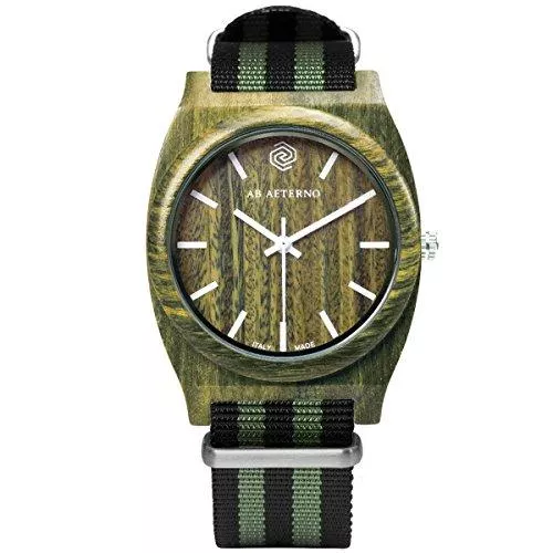 AB AETERNO Uhren AB AETERNO &quot;Shade White Black&quot; Grun Sandelholz Holz Swiss Quarz Weiß Hypoallergen NATO Stoff Schwarz Analog Unisex Uhr