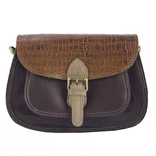 Sunsa Taschen & Rucksäcke Sunsa Damen Kleine Bunte Ledertasche Umhängetasche Schultertasche Mini Messengertasche Trachtentasche Damentasche Crossbody Frauentasche upcycled Leder Tasche Mädchentasche Handtasche