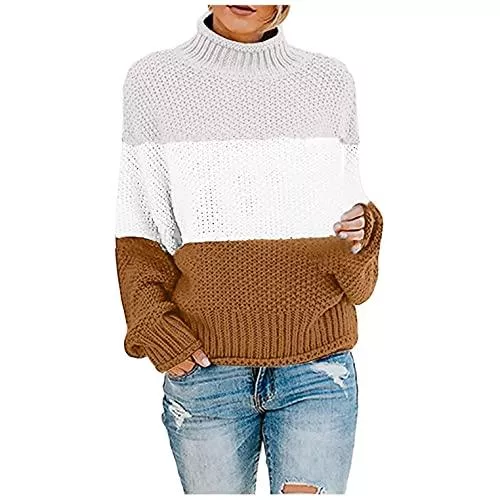 WanWorlder Pullover & Strickmode WanWorlder Frauen Pullover Damen Elegant Rollkragenpullover Strickpullover Winter Pulli Sweatshirt