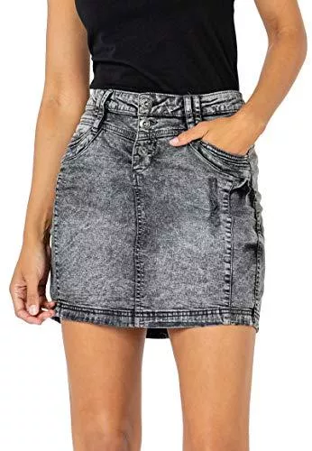 Sublevel Röcke Sublevel Damen Jeans Mini-Rock mit Knöpfen im Used Look