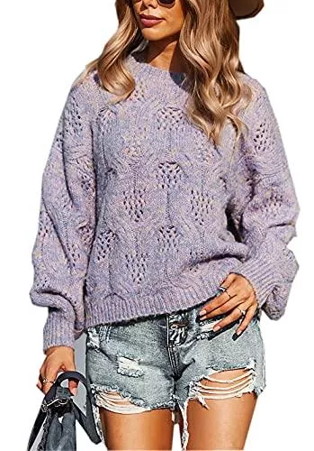 ZIYYOOHY Pullover & Strickmode ZIYYOOHY Damen Pullover Oversize Knitted Rundhals Lose Pulli Strickpullover Outwear