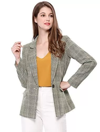Allegra K Blazer Allegra K Damen -blazer Freunds fallendem Revers Plaid-Blazer-Jacken