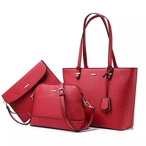LOVEVOOK Taschen & Rucksäcke LOVEVOOK Handtasche Damen Schultertasche Handtaschen Tragetasche Damen Groß Designer Elegant Umhängetasche Henkeltasche Set 3-teiliges Set Weinrot