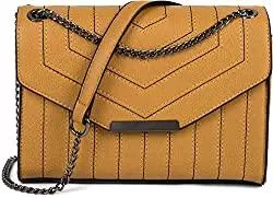 styleBREAKER Taschen & Rucksäcke styleBREAKER Damen Umhängetasche mit Ziernähten und Kette, Schultertasche, Handtasche, Tasche 02012308, Farbe:Curry