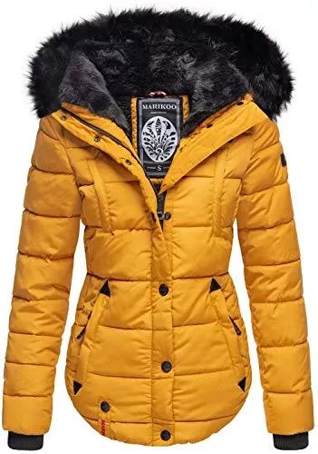 MARIKOO Jacken MARIKOO warme Damen Winter Jacke Winterjacke Steppjacke gefüttert Kunstfell B618