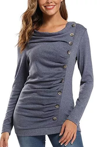 MISS MOLY Langarmshirts MISS MOLY Damen Langarmshirt Pullover mit Knöpfen