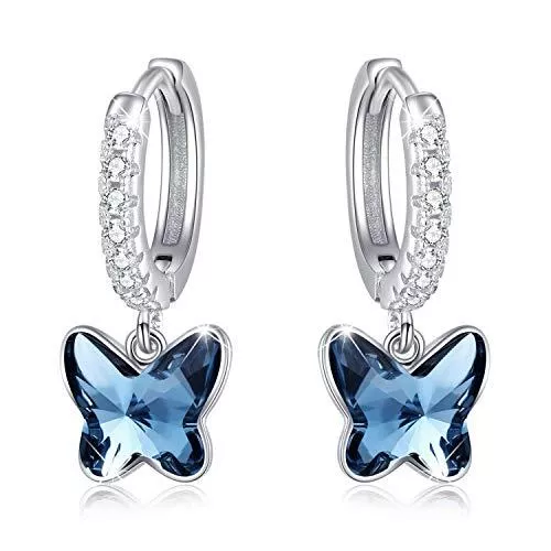 MEDWISE Schmuck Damen Schmetterling Schmuck,925 Sterling Ohrringe Schmetterling Anhänger Halskette Geschenke für Frauen Mädchen Kinder