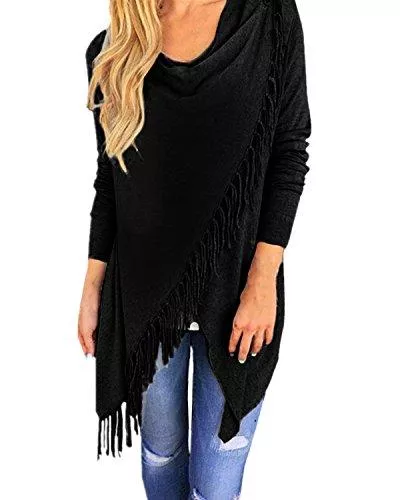 Style Dome Strickjacken Style Dome Strickjacke Damen Offene Langarm Stricken Cardigan Poncho Lässige Strickponcho