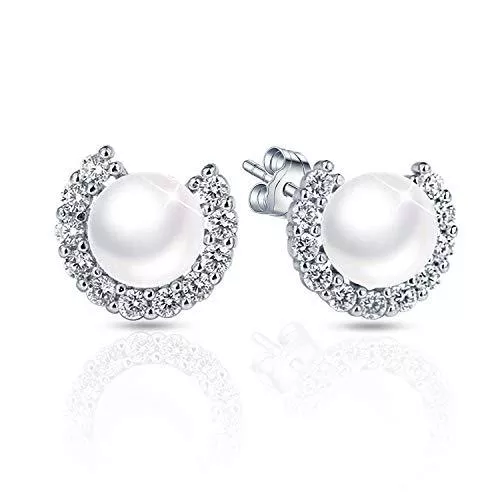 HTCY Schmuck Ohrstecker Ohrringe Set Damen 925 Sterling Silber mit 7mm Zirkonia