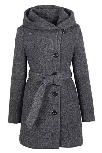 Grimada Mäntel Grimada Damen Jacke Mantel Wolle Wollmantel Wolljacke COOTIC mit Kapuze 1281-2