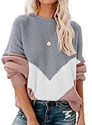 Lantch Pullover & Strickmode Lantch Damen Strickpullover Colorblock Sweater Casual Pullover Sweatshirt Pulli Elegant Jumper Shirts