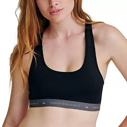 DANISH ENDURANCE Tops DANISH ENDURANCE Sport-BH für Damen, 1er Pack, Recycelte Materialien, Racerback-Bralette mit angenehmen Support, Bügellos &amp; Bequem, in Schwarz, Grau, Pink &amp; Rot, für Yoga, Pilates, Training, Laufen